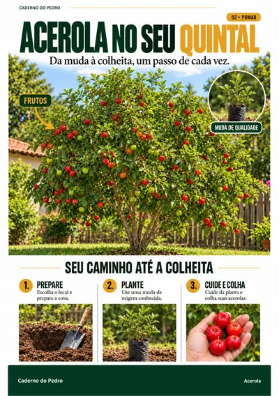 Página real do Caderno do Pedro: Acerola no seu quintal